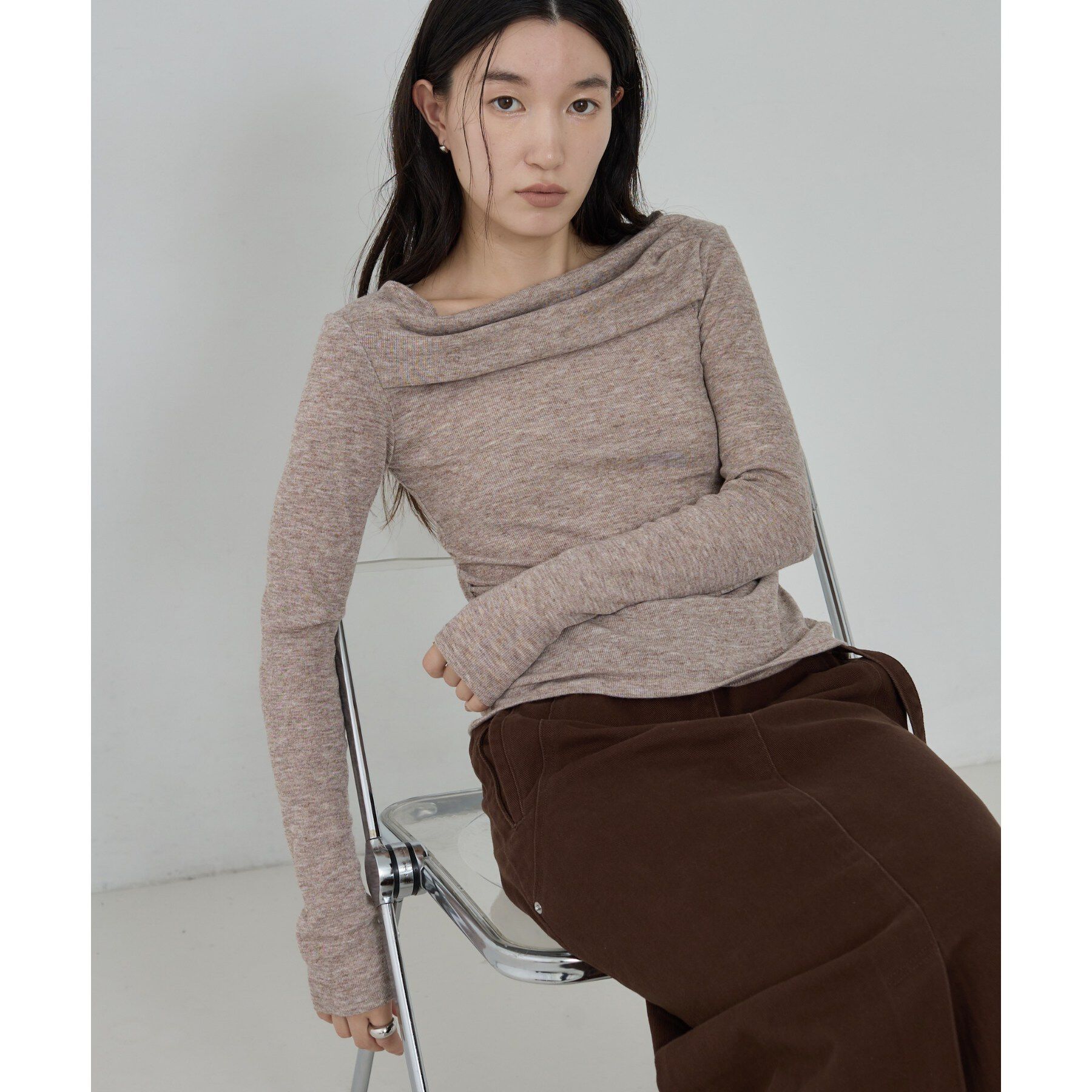 GALLEST「ドレープカットソー」|Tシャツ・カットソー|モカブラウン(942