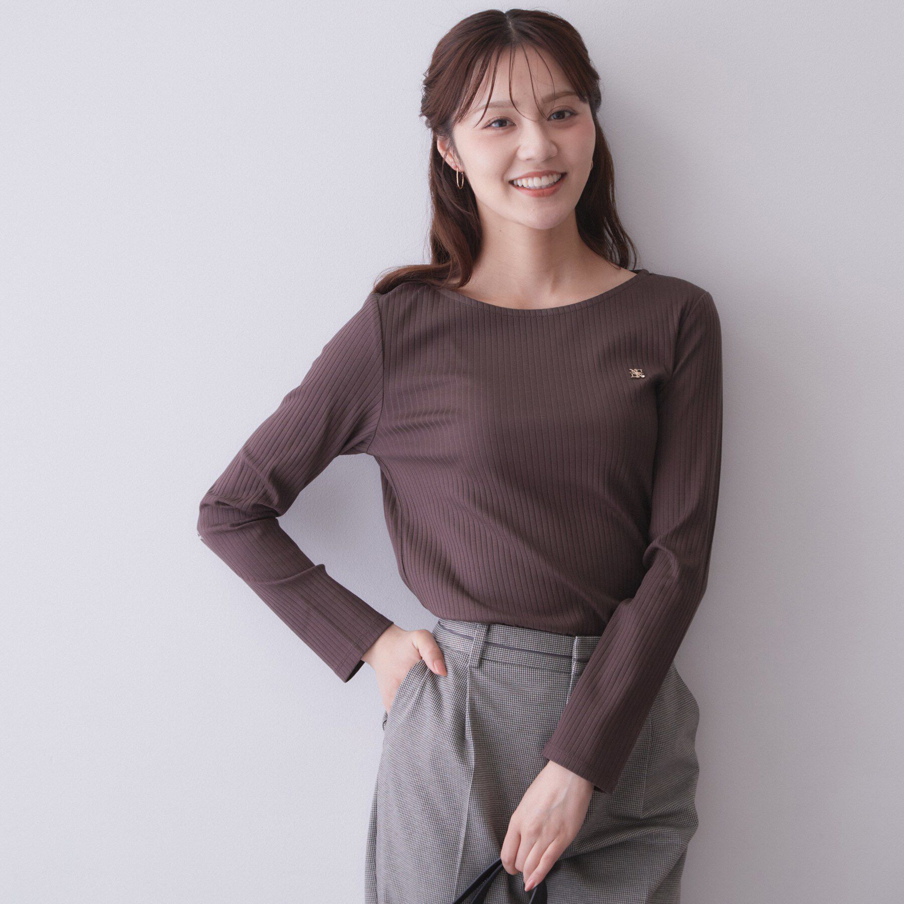 index「【接触冷感／UVケア】テレコボートネックトップス《洗濯機OK》」|Tシャツ・カットソー|