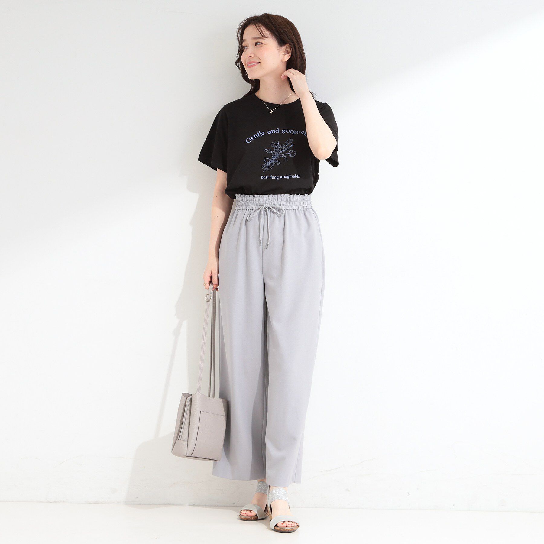 SHOO･LA･RUE「【S-LL/洗濯機可】大人のベーシックカラープリントTシャツ」|Tシャツ・カットソー|