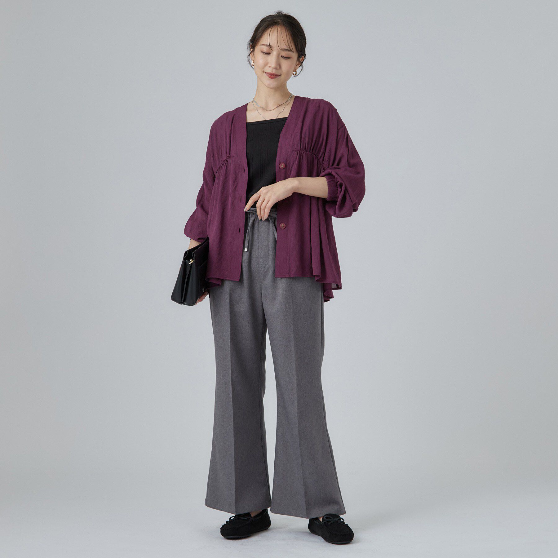 SHOO･LA･RUE「【S-LL/洗濯機可】着痩せシルエット シャーリングシャツカーディガン」|カーディガン|