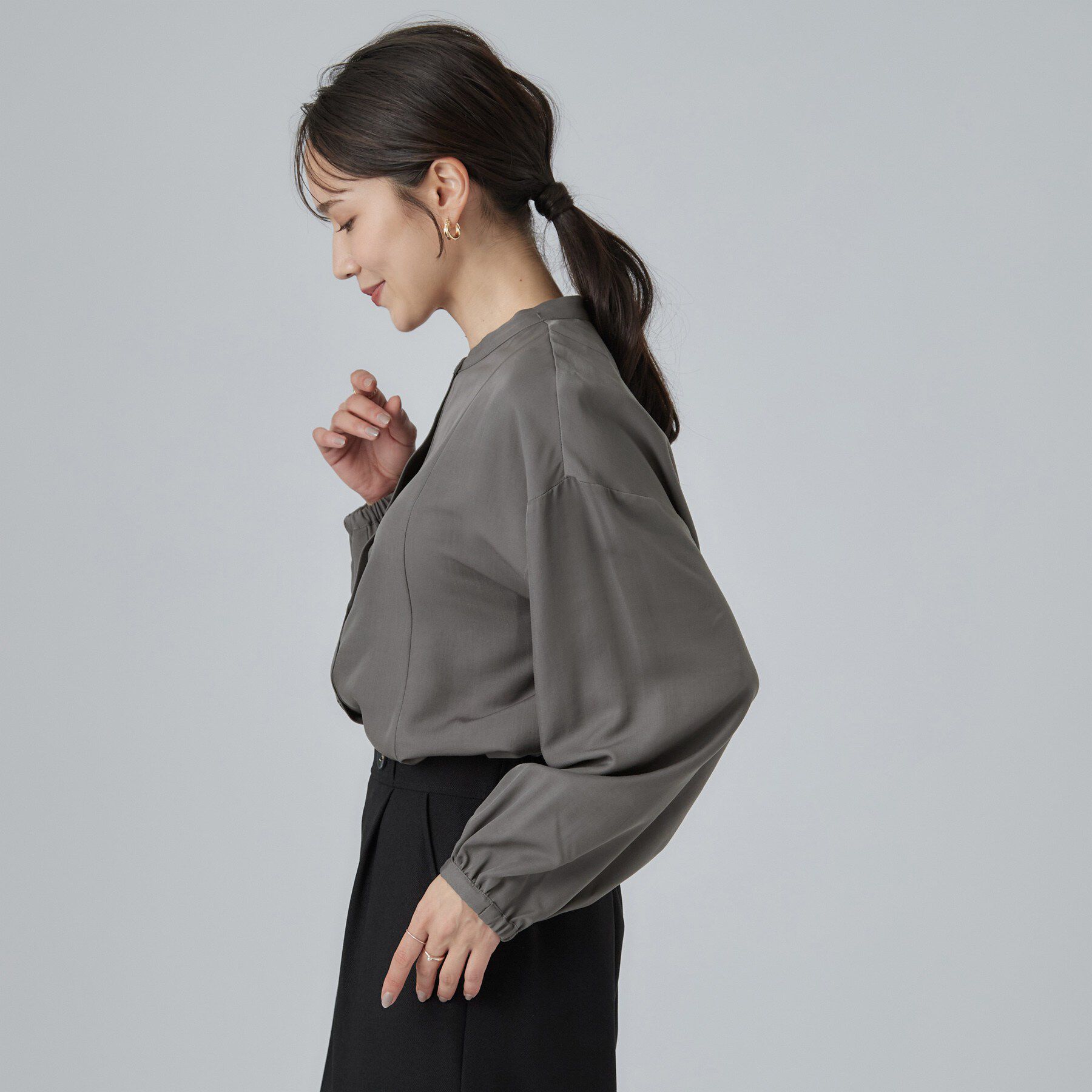 SHOO･LA･RUE「配色取り外しリボン付きフレアブラウス」|シャツ・ブラウス|
