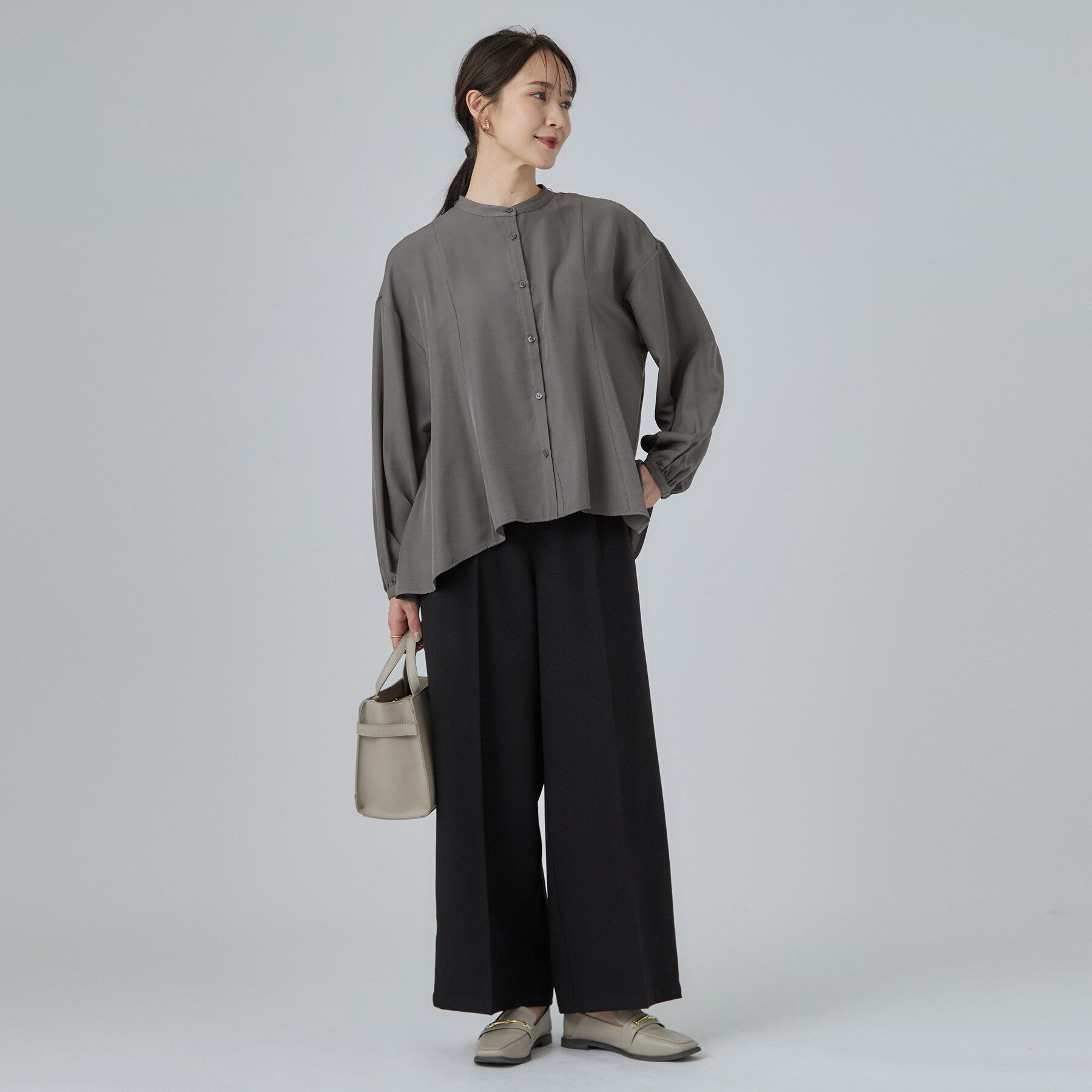 SHOO･LA･RUE「配色取り外しリボン付きフレアブラウス」|シャツ・ブラウス|