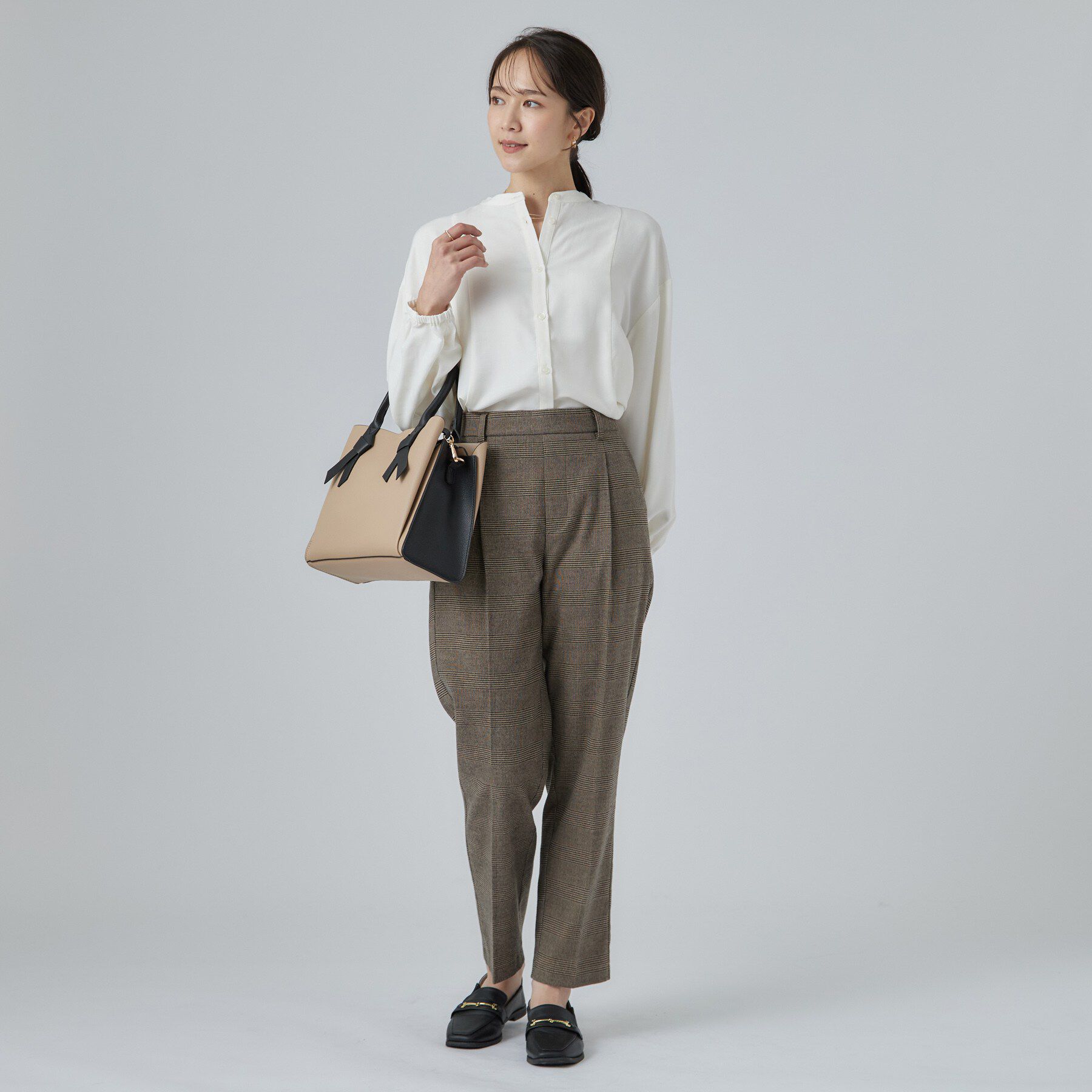 SHOO･LA･RUE「配色取り外しリボン付きフレアブラウス」|シャツ・ブラウス|