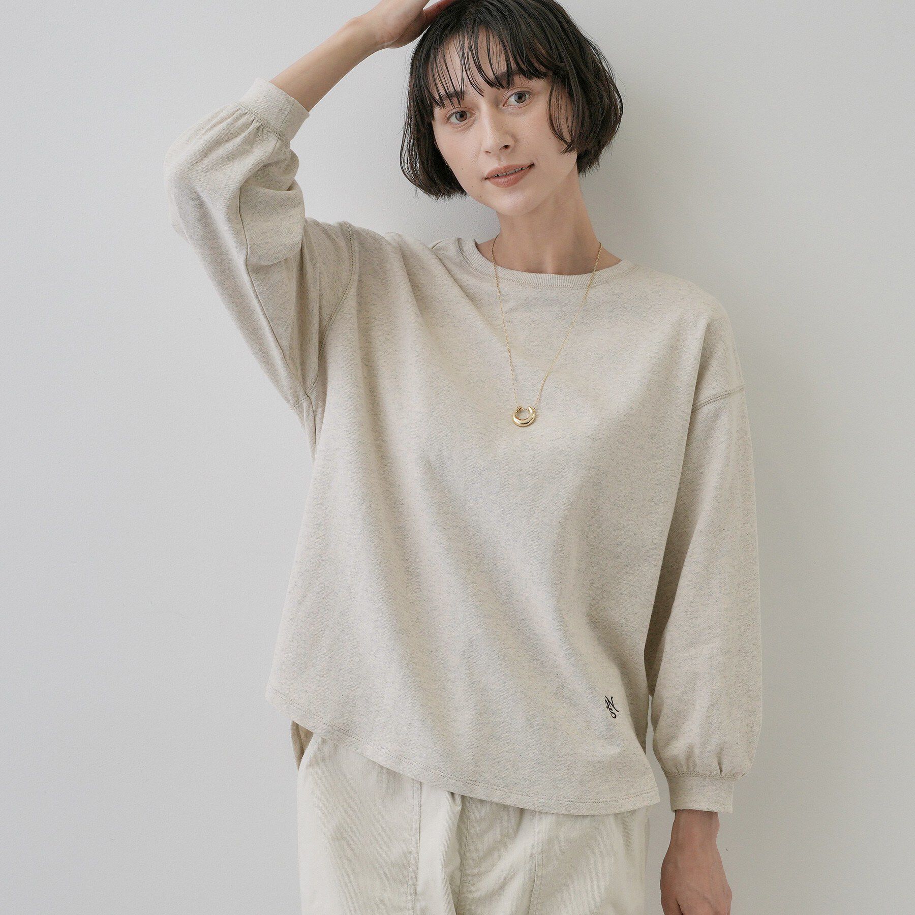 Dessin「【洗える/7色展開/XS-L】バックヘンリーミニ裏毛 長袖」|Tシャツ・カットソー|ライトベージュ(05