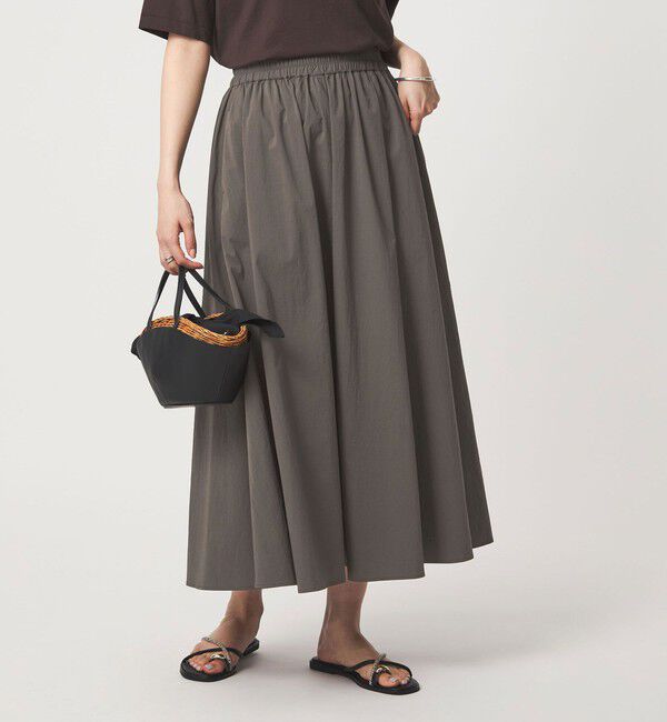UNITED ARROWS green label relaxing「WONDER CLOTH ボリューム スカート マシンウォッシャブル ストレッチ 接触冷感 吸水速乾」|フレア|DK.GRAY