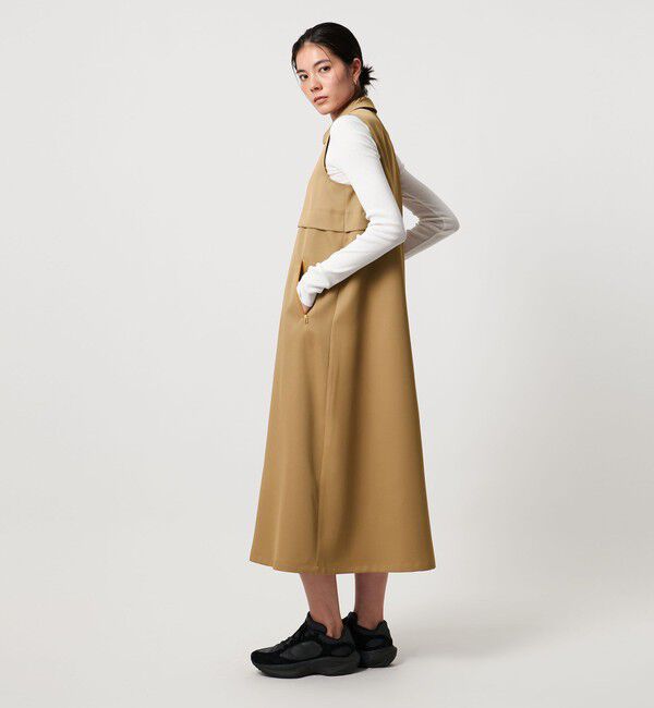 UNITED ARROWS「＜TO UNITED ARROWS＞シャツカラー ノースリーブ ワンピース」|ワンピース|BEIGE