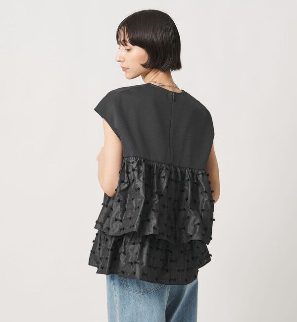UNITED ARROWS「ドットリボン カットジャガード コンビ ブラウス ‐ウォッシャブル‐」|シャツ・ブラウス|DK.GRAY