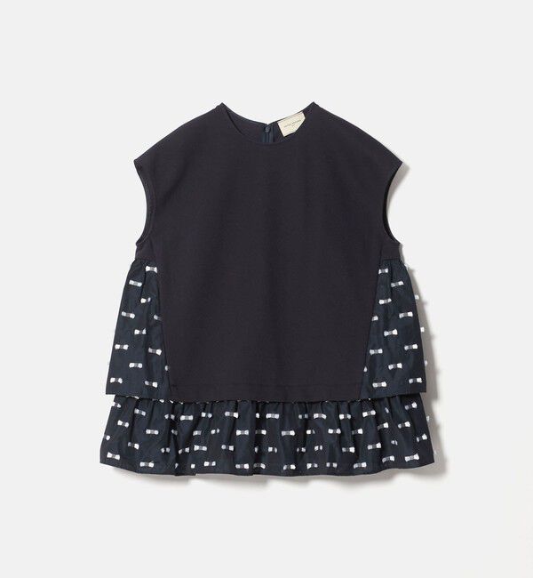 UNITED ARROWS「ドットリボン カットジャガード コンビ ブラウス ‐ウォッシャブル‐」|シャツ・ブラウス|