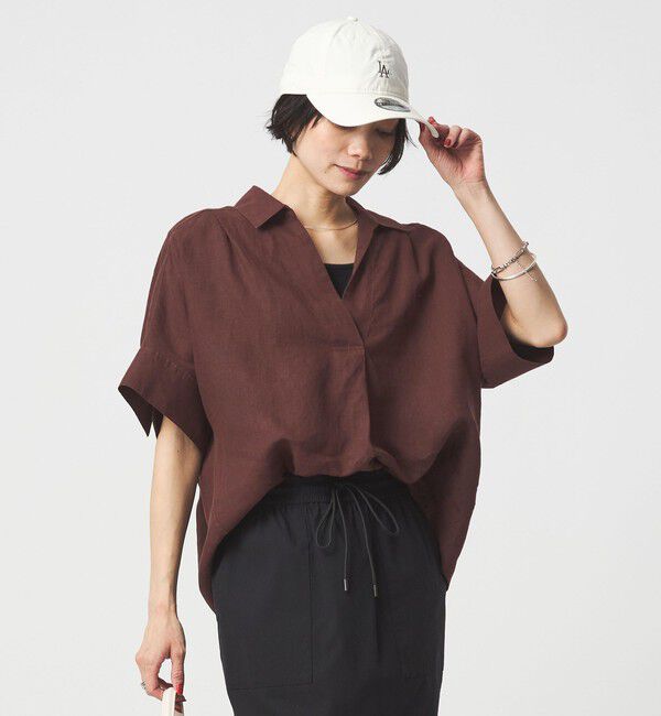 UNITED ARROWS green label relaxing「リネン スキッパー ショートスリーブ シャツ」|シャツ・ブラウス|
