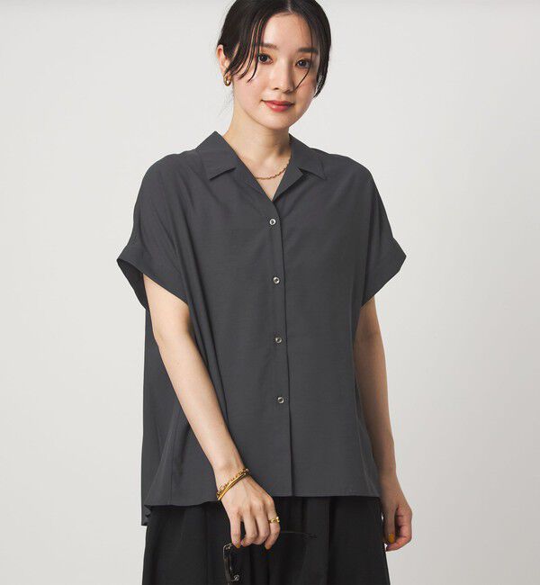 UNITED ARROWS green label relaxing「【WEB限定】＜at ease＞バック プリーツ ブラウス UVカット 通気性」|シャツ・ブラウス|DK.GRAY