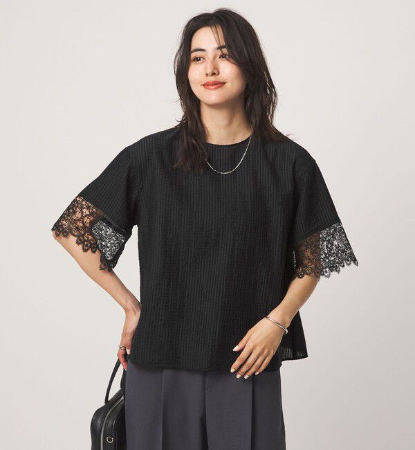 UNITED ARROWS green label relaxing「シアー チェック ブラウス」|シャツ・ブラウス|BLACK