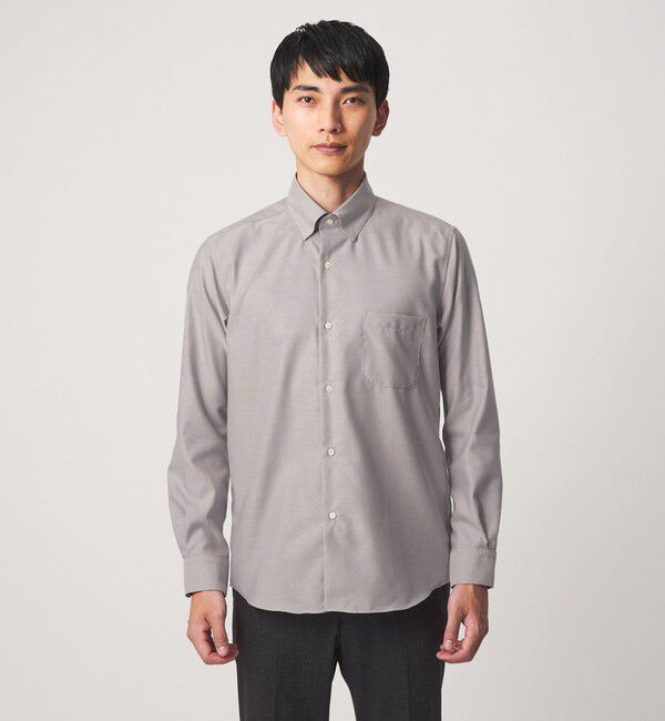 UNITED ARROWS green label relaxing「エブリット コットンオックス ソリッド スナップ ボタンダウン シャツ -イージーアイロン-」|シャツ・ブラウス|