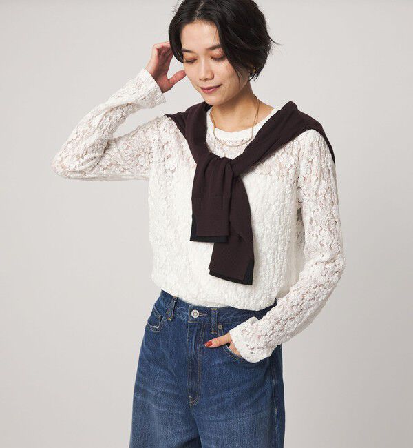 UNITED ARROWS green label relaxing「【WEB限定】＜at ease＞レース プルオーバー カットソー」|Tシャツ・カットソー|