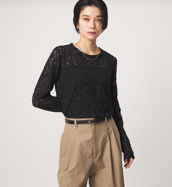 UNITED ARROWS green label relaxing「【WEB限定】＜at ease＞レース プルオーバー カットソー」|Tシャツ・カットソー|