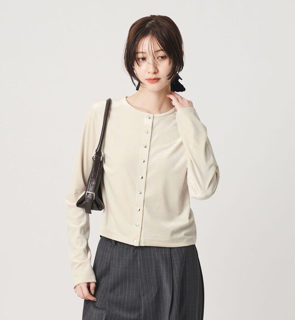 BEAUTY&YOUTH UNITED ARROWS「ベロア コンパクト カーディガン ウォッシャブル」|カーディガン|