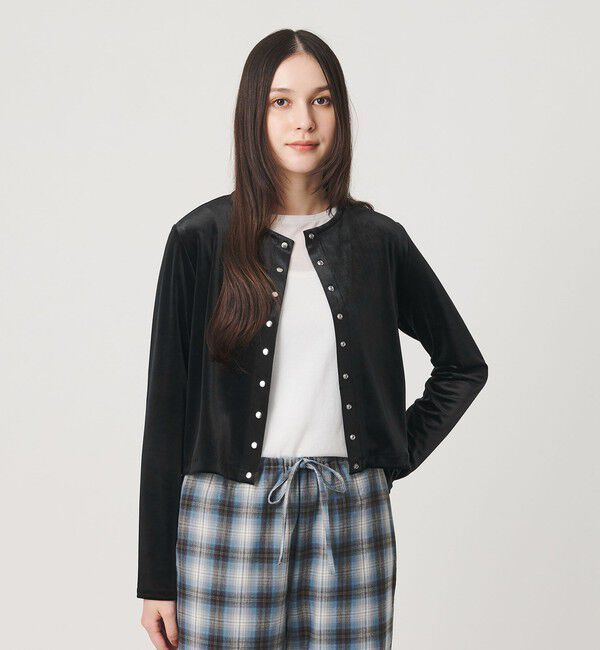 BEAUTY&YOUTH UNITED ARROWS「ベロア コンパクト カーディガン ウォッシャブル」|カーディガン|