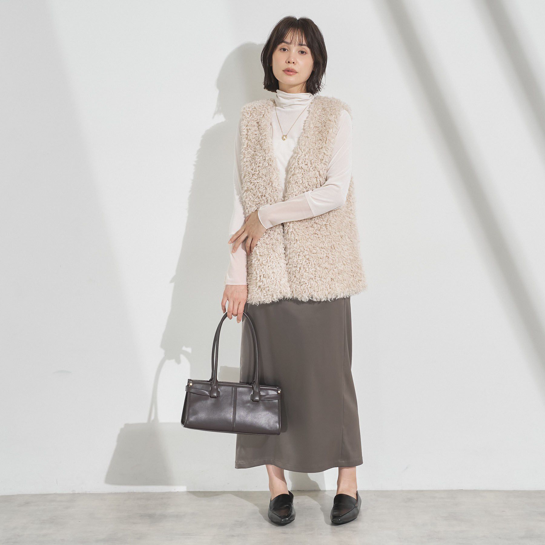 INDIVI「【羽織るだけでお洒落】カールエコファー ジレ」|ベスト・ジレ|