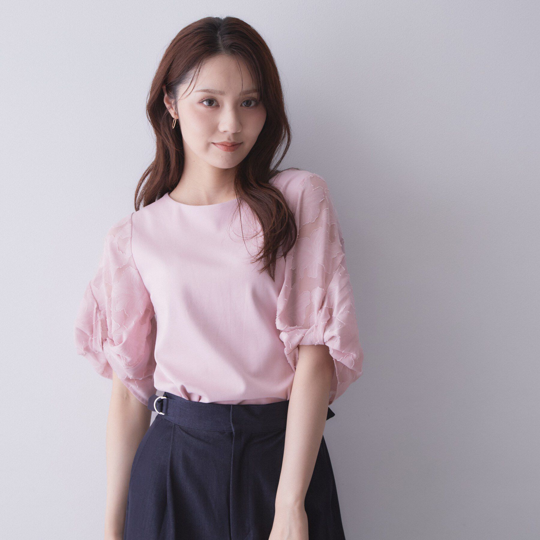 index「【S‐LLサイズ】花柄ジャカードスリーブトップス《接触冷感／UVケア／洗濯機OK》」|Tシャツ・カットソー|