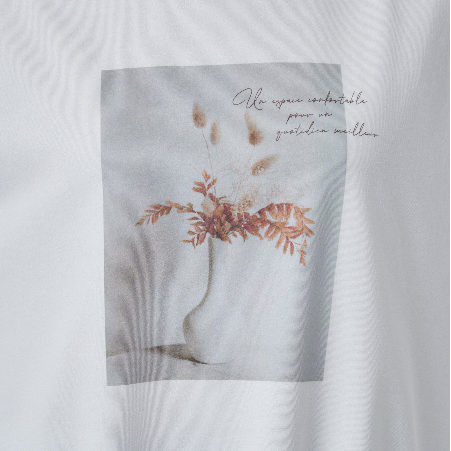 SHOO･LA･RUE「【洗濯機可/体型カバー】プリントデザインが目を惹く 裾シャーリングTシャツ」|Tシャツ・カットソー|