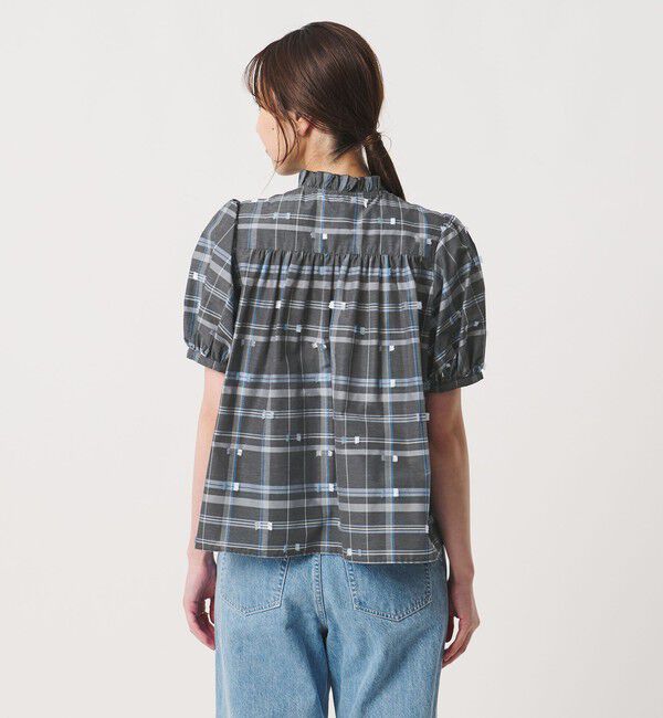 UNITED ARROWS「チェック リボン カットジャガード ブラウス」|シャツ・ブラウス|