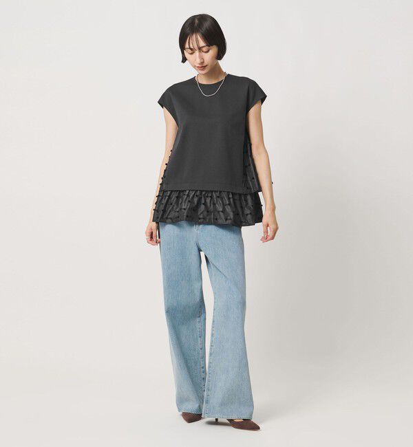 UNITED ARROWS「ドットリボン カットジャガード コンビ ブラウス ‐ウォッシャブル‐」|シャツ・ブラウス|