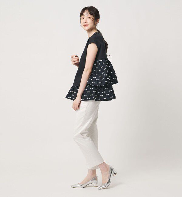 UNITED ARROWS「ドットリボン カットジャガード コンビ ブラウス ‐ウォッシャブル‐」|シャツ・ブラウス|