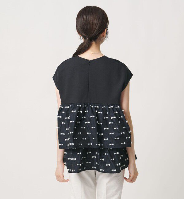 UNITED ARROWS「ドットリボン カットジャガード コンビ ブラウス ‐ウォッシャブル‐」|シャツ・ブラウス|