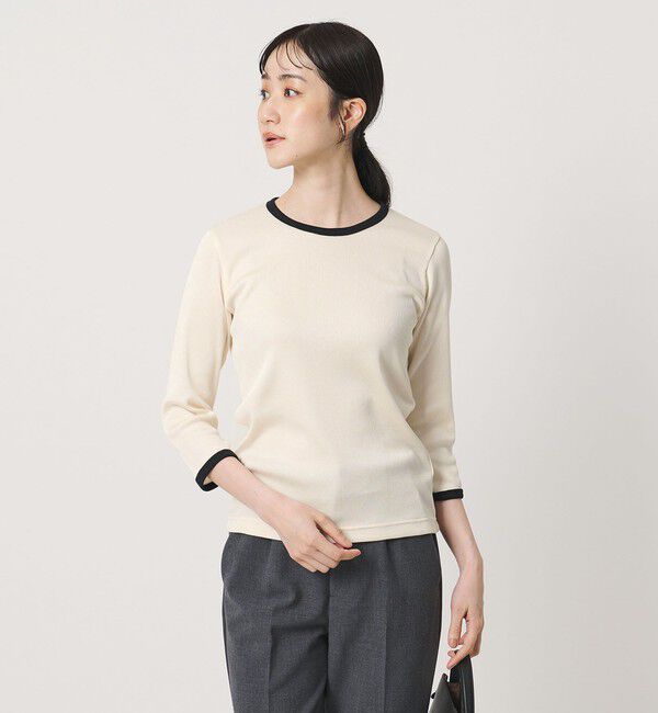 UNITED ARROWS「７分袖 リブ バイカラー パイピング カットソー」|Tシャツ・カットソー|