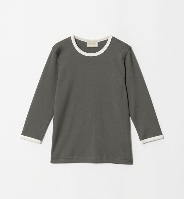 UNITED ARROWS「７分袖 リブ バイカラー パイピング カットソー」|Tシャツ・カットソー|DK.GRAY