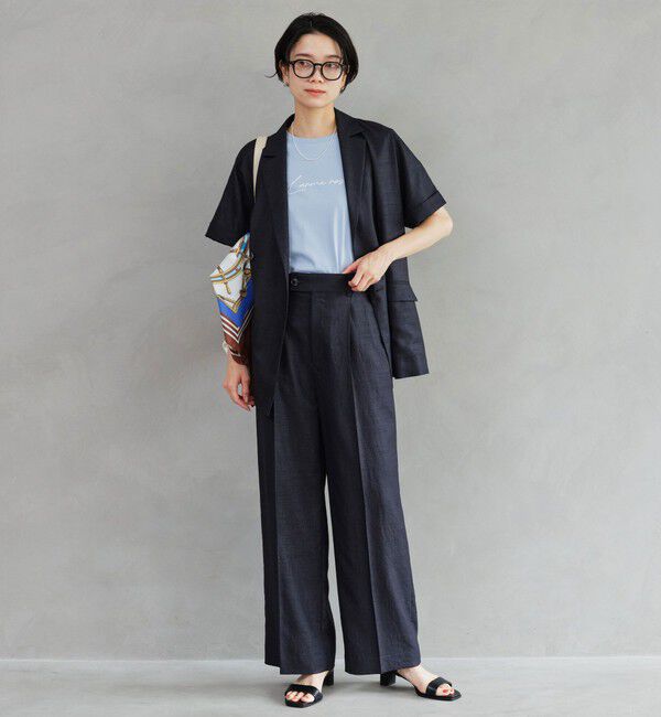 UNITED ARROWS green label relaxing「［size SHORT/TALLあり］ライト リネンライク ストレート パンツ UVカット 通気性」|スラックス|