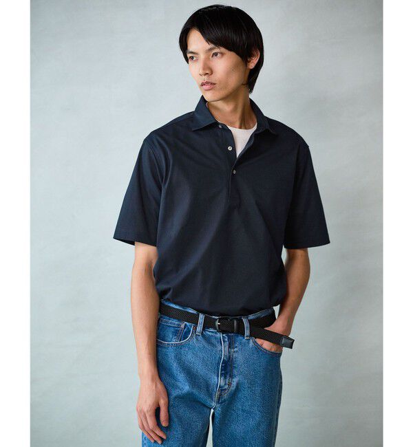 UNITED ARROWS green label relaxing「DUADRY clean バーズアイ カッタウェイ ビズポロ ポロシャツ -吸水速乾・抗菌-」|ポロシャツ|NAVY