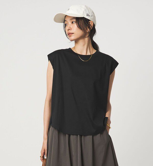 UNITED ARROWS green label relaxing「フレンチスリーブ Tシャツ 汗染み防止」|Tシャツ・カットソー|BLACK