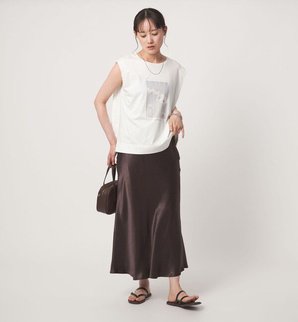 UNITED ARROWS green label relaxing「フォトプリント フレンチスリーブ Tシャツ 接触冷感」|Tシャツ・カットソー|