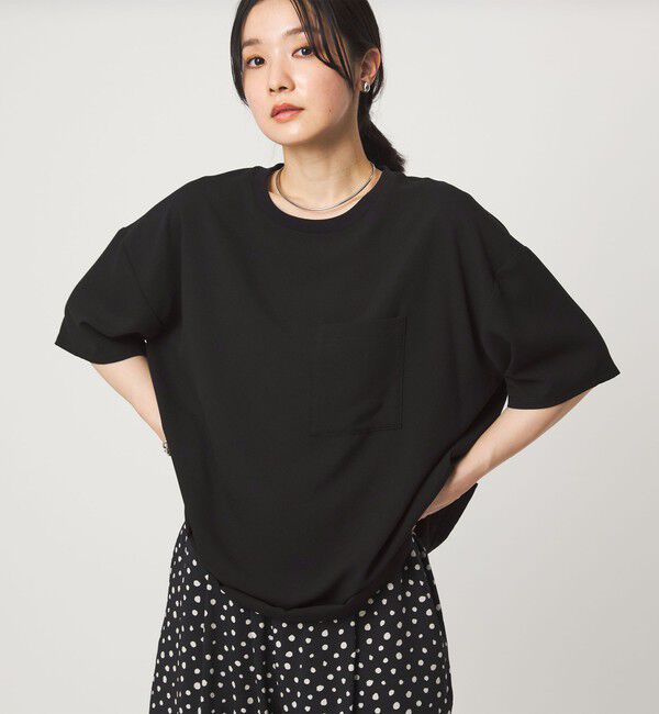 UNITED ARROWS green label relaxing「【WEB限定】＜at ease＞ジョーゼット カットソー 吸水速乾」|Tシャツ・カットソー|BLACK