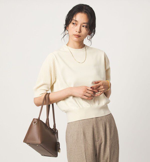 UNITED ARROWS green label relaxing「ショート スリーブ プルオーバー ニット」|ニット・セーター|OFF WHITE