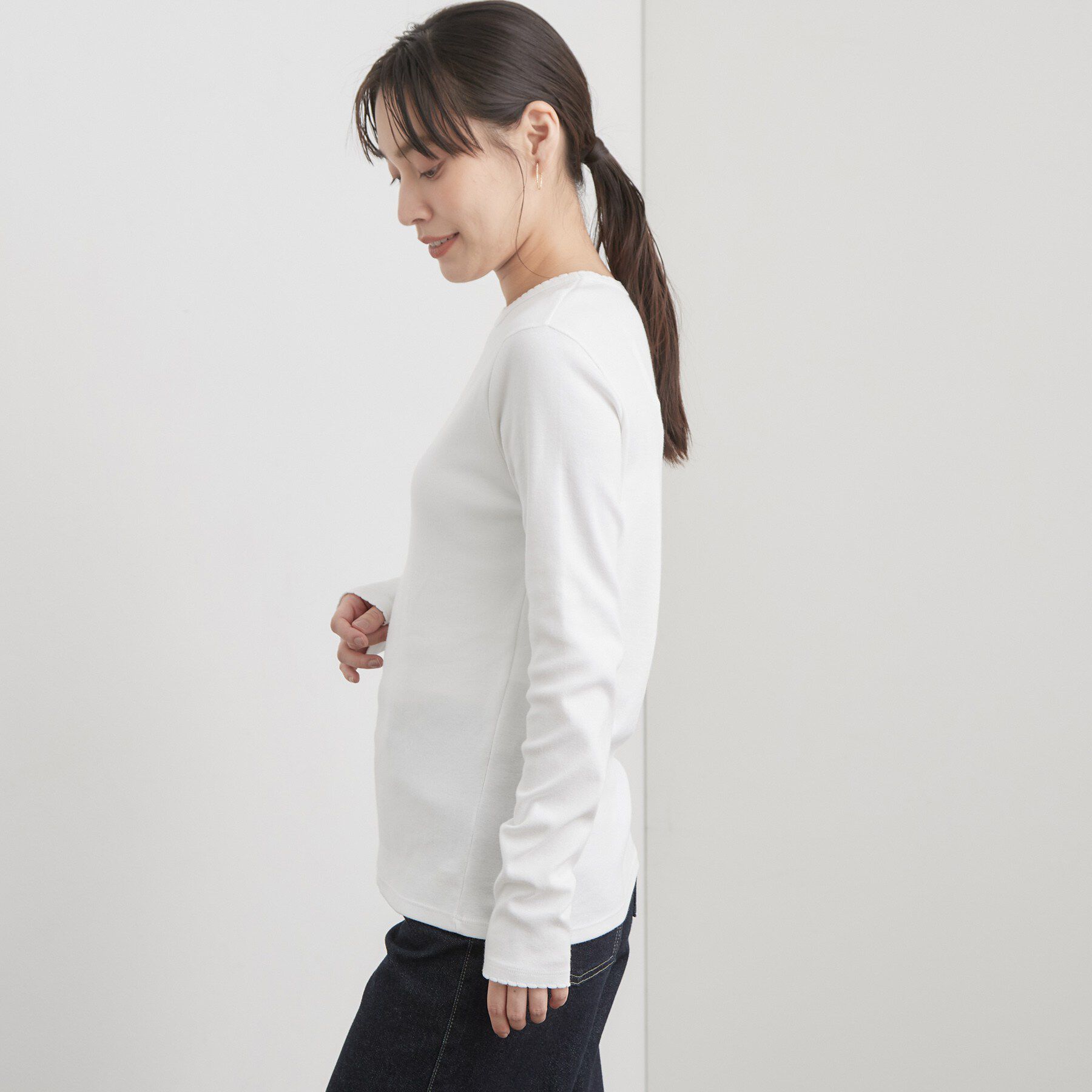 OPAQUE.CLIP「【PETIT BATEAU／プチバトー】ポワンココットクルーネック長袖Tシャツ」|Tシャツ・カットソー|