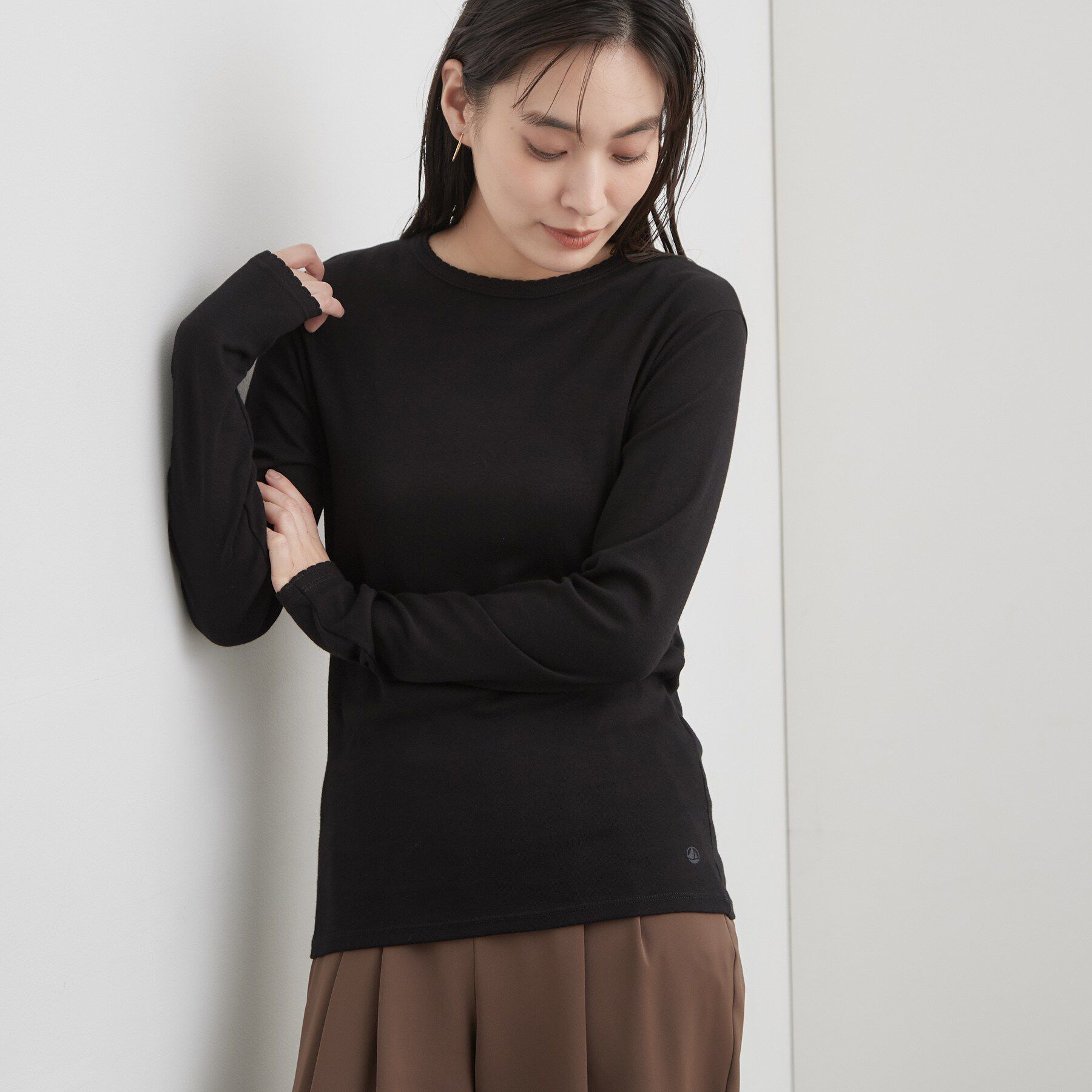 OPAQUE.CLIP「【PETIT BATEAU／プチバトー】ポワンココットクルーネック長袖Tシャツ」|Tシャツ・カットソー|
