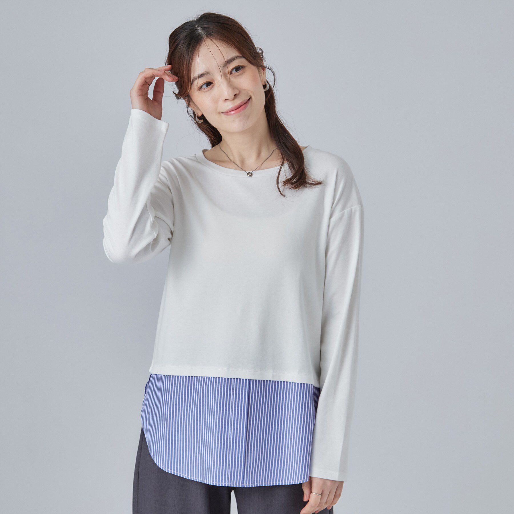SHOO･LA･RUE「【洗濯機可/S-LL】着こなし広がる レイヤードアソートTシャツ」|Tシャツ・カットソー|