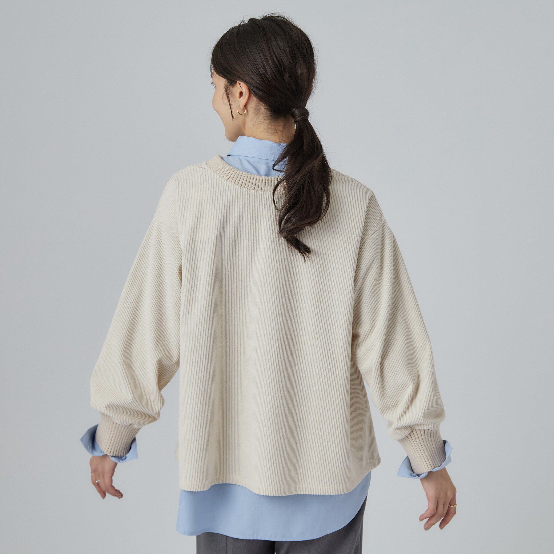 SHOO･LA･RUE「コーデの幅が広がる！コーデュロイ2WAYプルオーバー」|Tシャツ・カットソー|