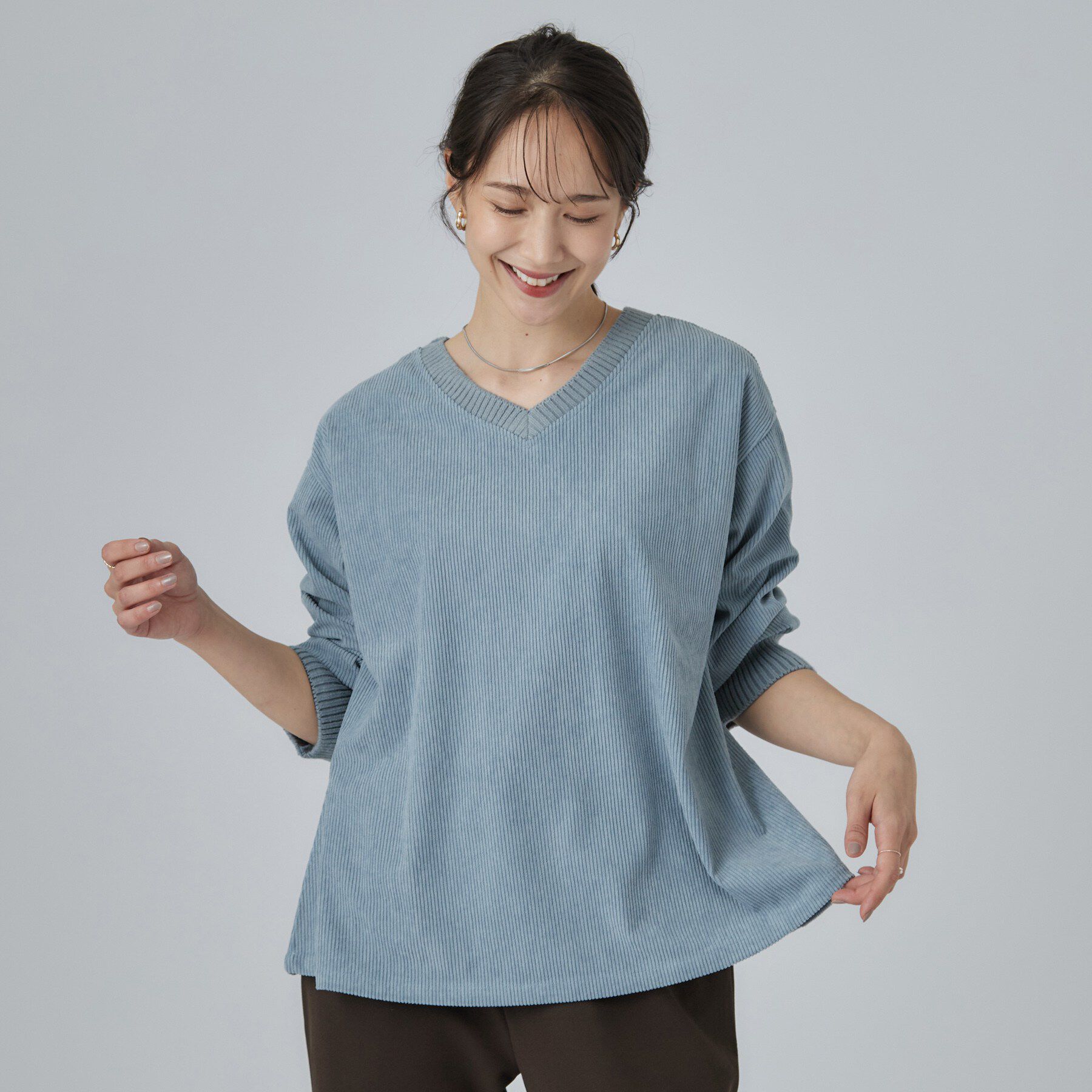 SHOO･LA･RUE「コーデの幅が広がる！コーデュロイ2WAYプルオーバー」|Tシャツ・カットソー|