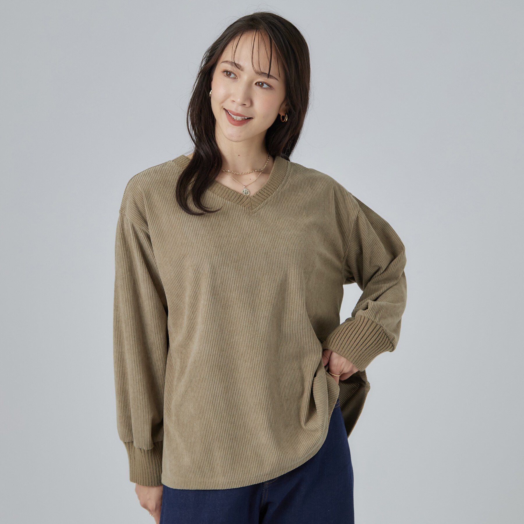 SHOO･LA･RUE「コーデの幅が広がる！コーデュロイ2WAYプルオーバー」|Tシャツ・カットソー|