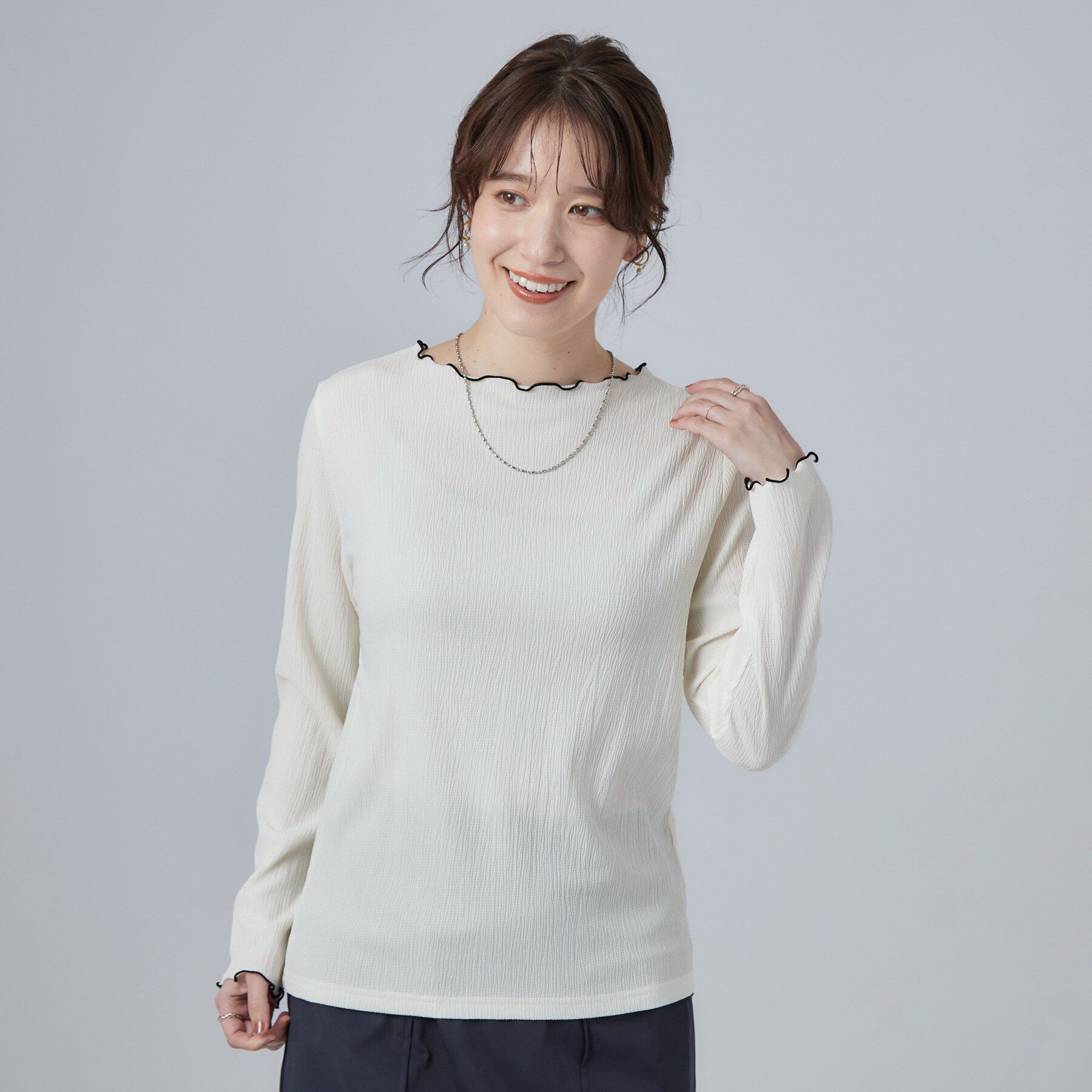 SHOO･LA･RUE「【洗濯機可】配色メロウで華やかに アソート楊柳トップス」|Tシャツ・カットソー|