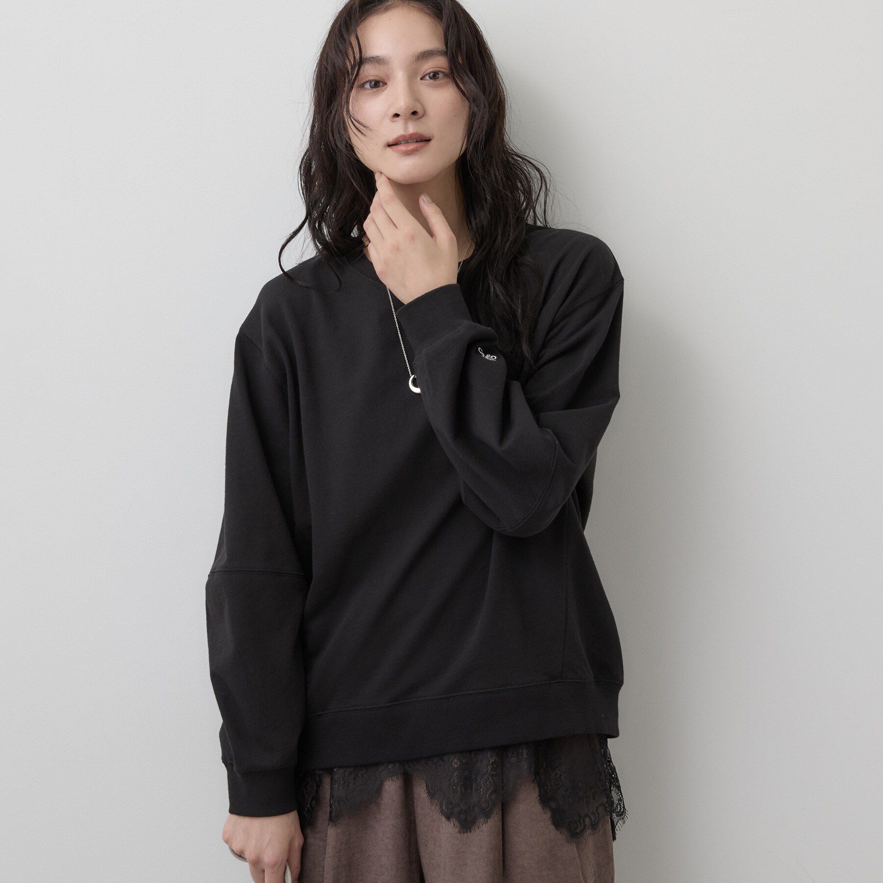 Dessin「【洗える/6色展開】フォルムスリーブミニ裏毛 プルオーバー」|Tシャツ・カットソー|ブラック(019)