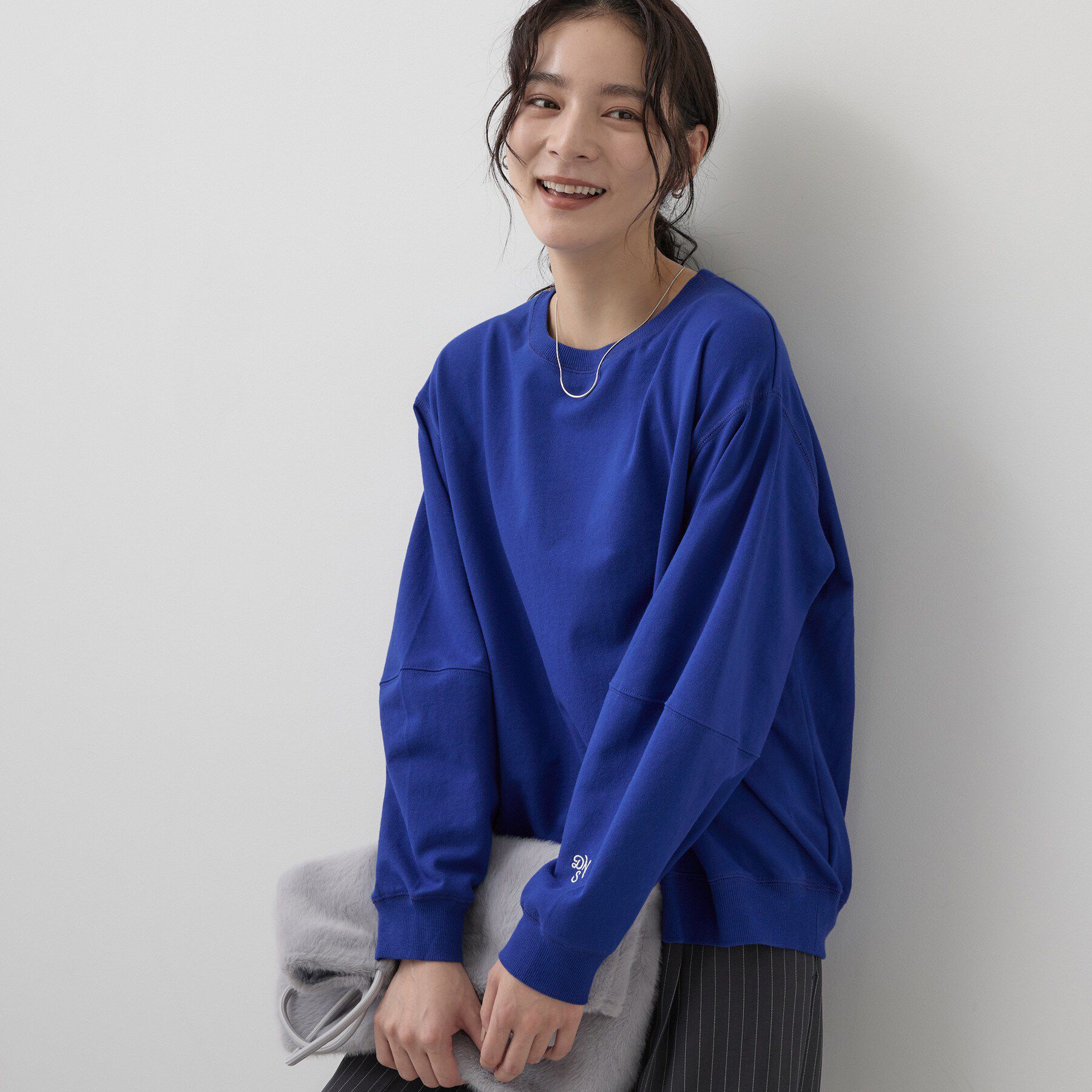 Dessin「【洗える/6色展開】フォルムスリーブミニ裏毛 プルオーバー」|Tシャツ・カットソー|ブルー(092)
