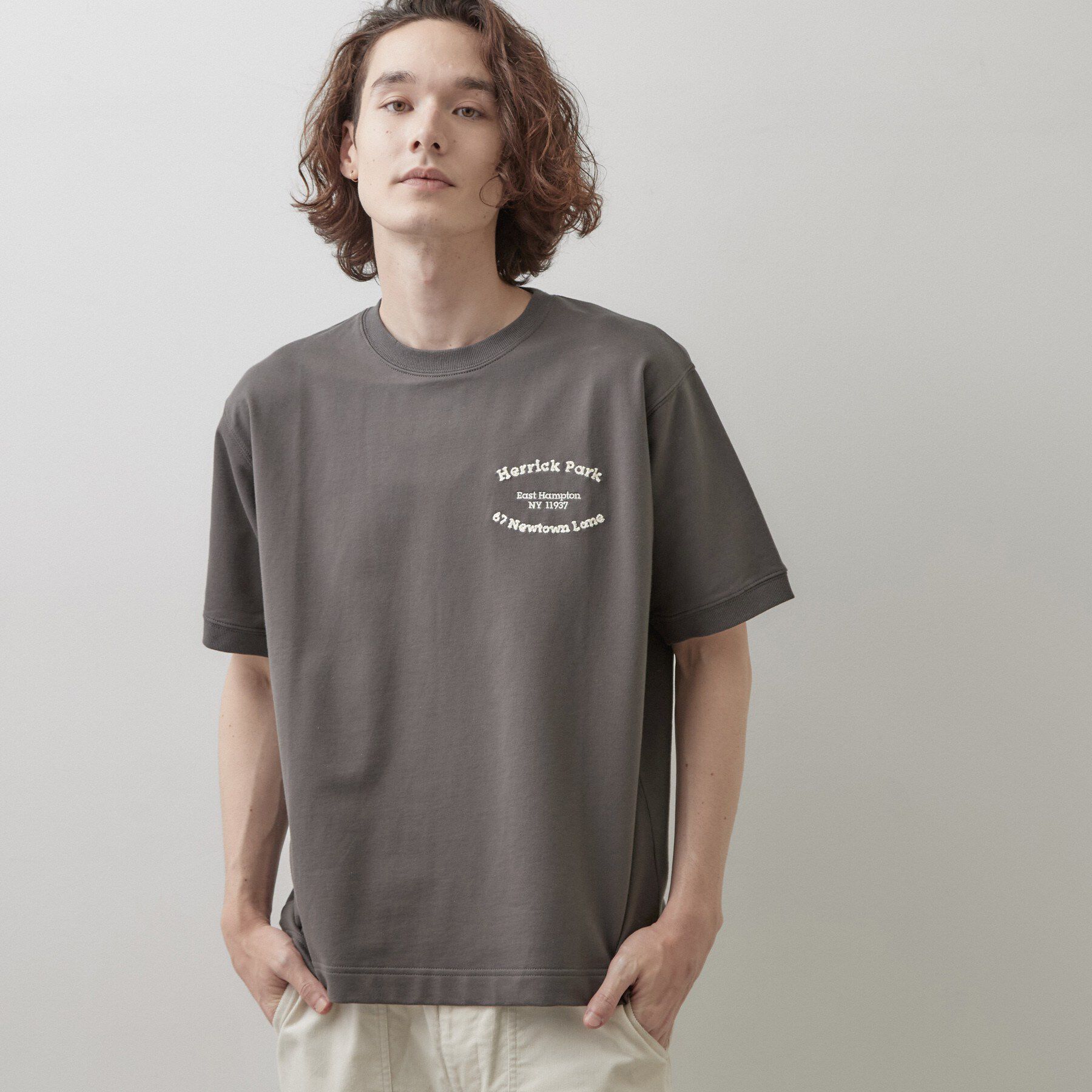 Dessin「ロゴ刺繍ミニ裏毛Tシャツ」|Tシャツ・カットソー|チャコールグレー(0