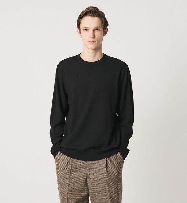 UNITED ARROWS「ハイゲージ クルーネック ニット」|ニット・セーター|BLACK