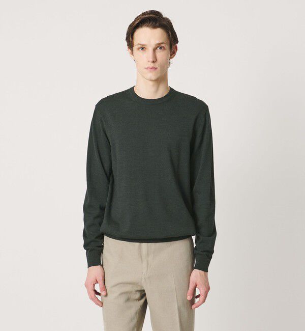UNITED ARROWS「ハイゲージ クルーネック ニット」|ニット・セーター|DK.GREEN