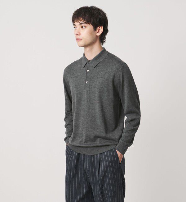 UNITED ARROWS「ハイゲージ ニット ポロシャツ」|ニット・セーター|MD.GRAY