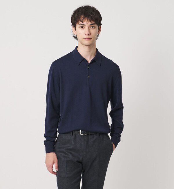 UNITED ARROWS「ハイゲージ ニット ポロシャツ」|ニット・セーター|NAVY