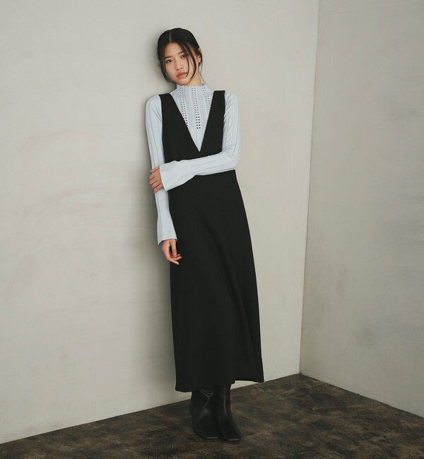 EMMEL REFINES「＜EMMEL REFINES＞EM Vカット 2WAY ジャンスカ」|ワンピース|BLACK